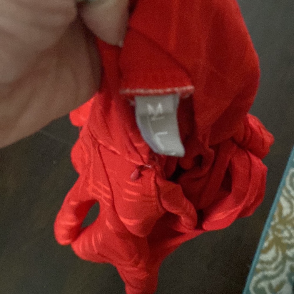 Red, Lined Pattern Romper - image 5